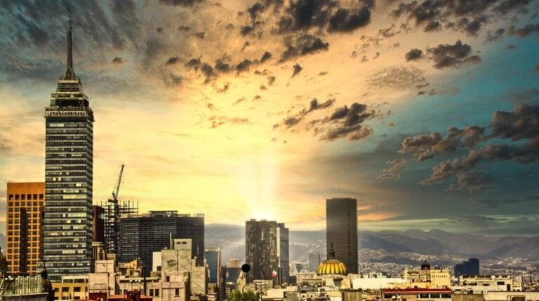 mexico city, mexico, nature, sunset, landscape, tower, architecture, buildings, urban